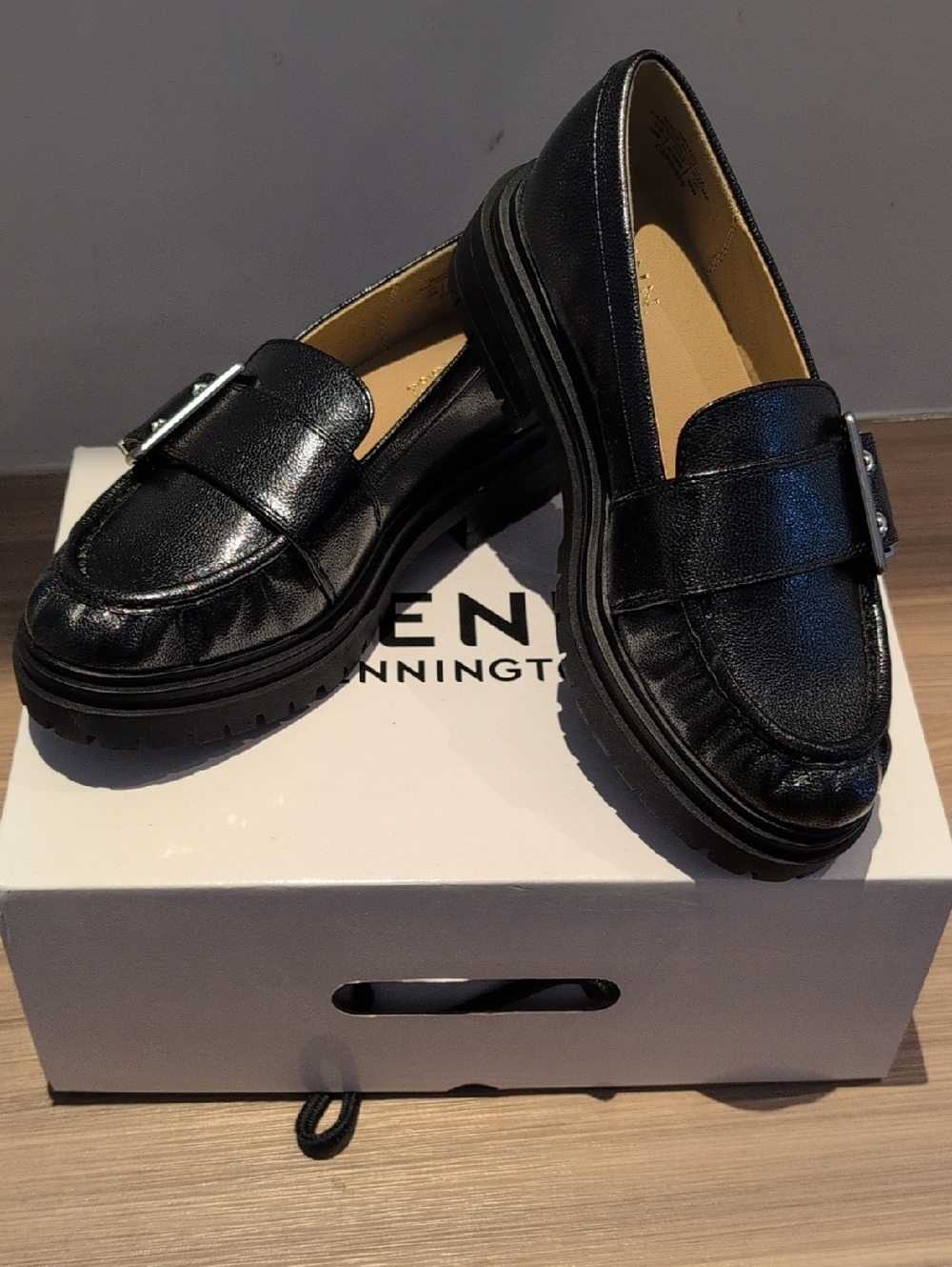 Penningtons Black Chunky Loafers with Buckle
